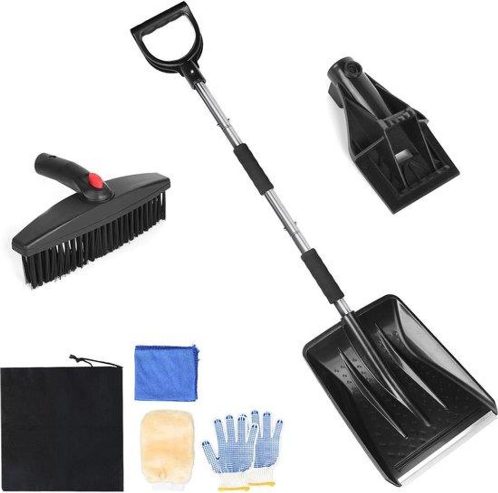 Schneekratzer Schneebürste Eisschaber Set silber Auto