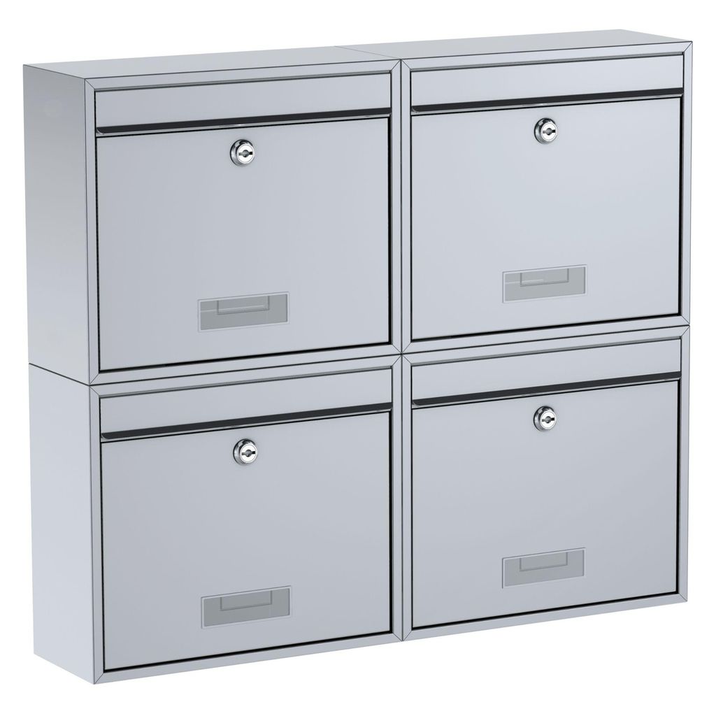 BASI - Briefkasten - SET - 4x BK 900 - Stahl Silber - 4x2170-0661