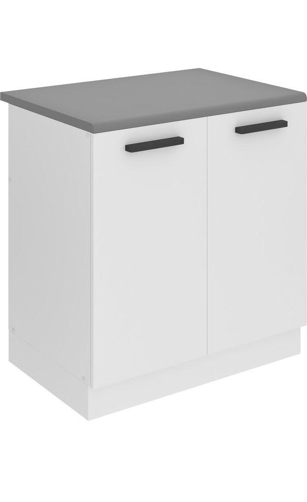 Belini Unterschrank Küche, Spülenunterschrank 80 cm Breite. SDZ Küchenunterschrank mit Arbeitsplatte. Spülenschrank mit 2 Türen, Weiß matt
