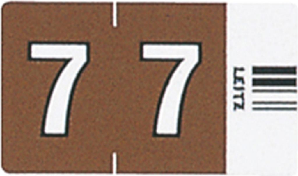 LEITZ Ziffernsignal Orgacolor "7" auf Streifen braun 100 Stück