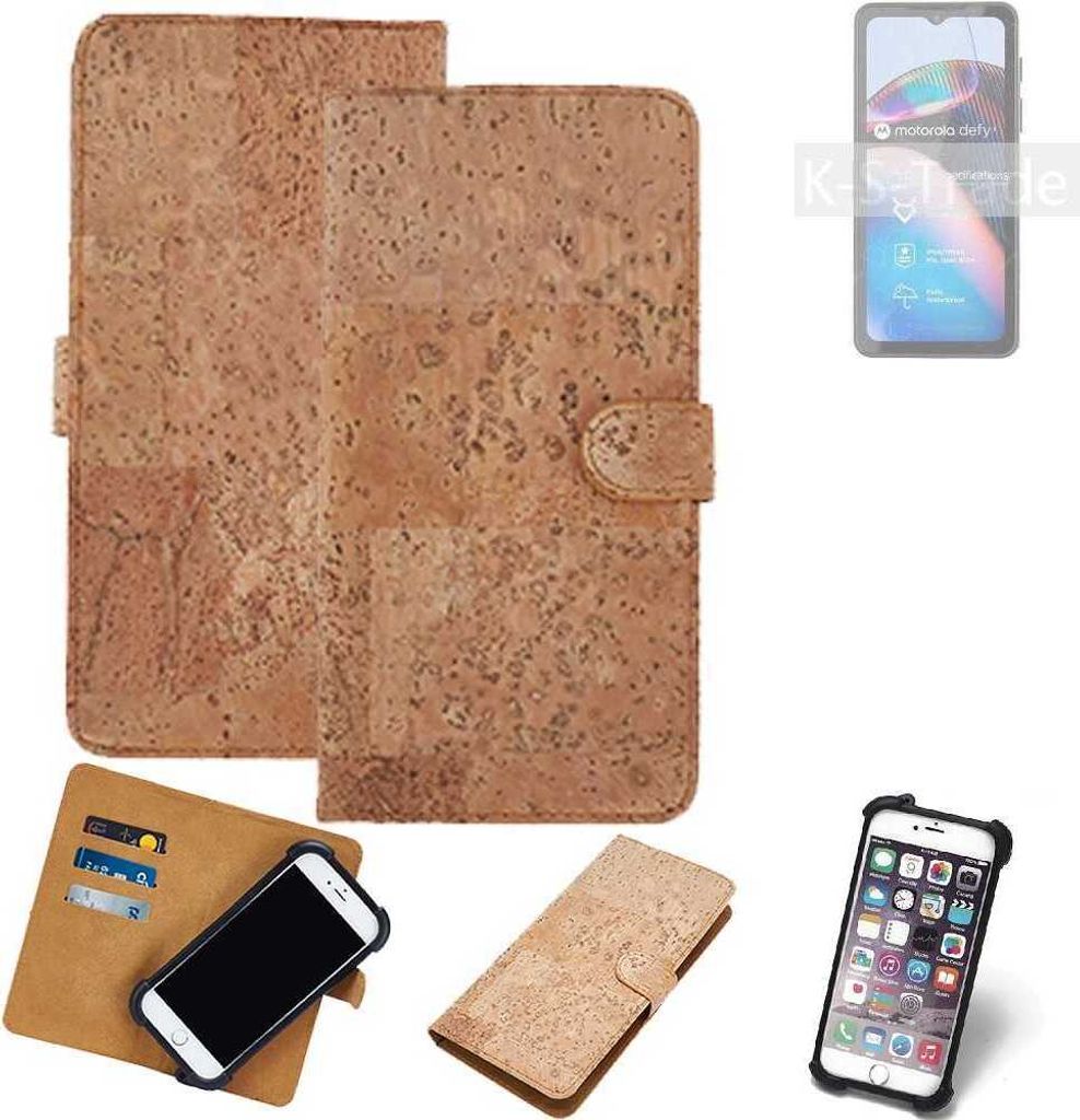 K-S-Trade Hülle kompatibel mit Motorola Defy 2 Kork Handyhülle Cover Schutzhülle TPU Case Bumper in Hellbraun, (1x)