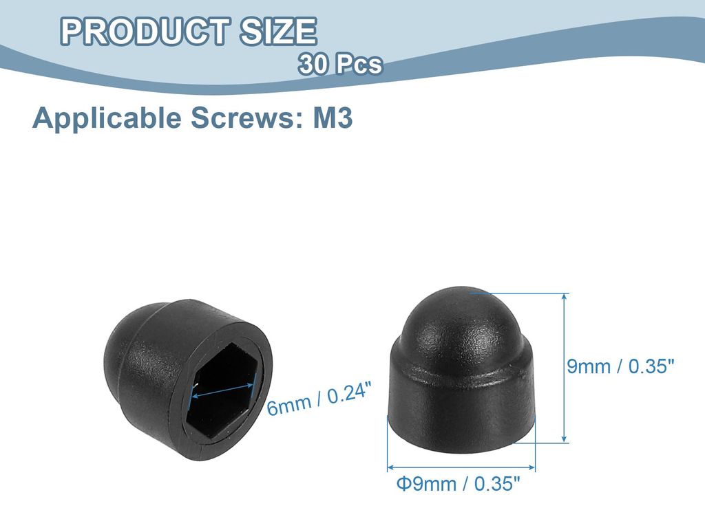 Schutzkappe fš¹r Muttern, 30 Stš¹ck M3x6x9mm - Kunststoff-Sechskant-Schutzkappe fš¹r Schrauben, Kuppel-Ahorn-Sechskopf-Bolzenabdeckungen, was...