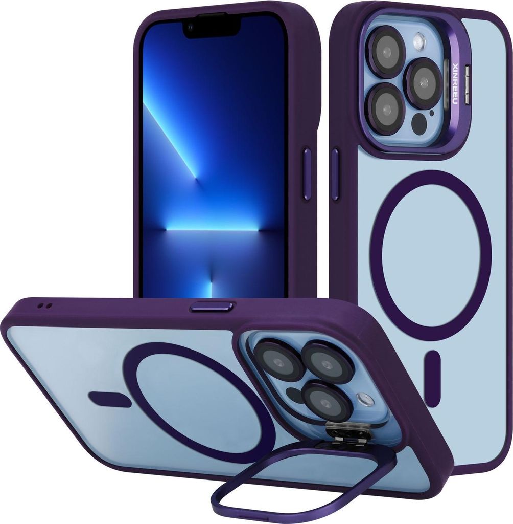 Cadorabo Hülle für Apple iPhone 13 PRO in LILA kompatibel mit MagSafe und Standfunktion inkl. Kameralinsen Schutz - Hybrid Schutzhülle mit TPU S...