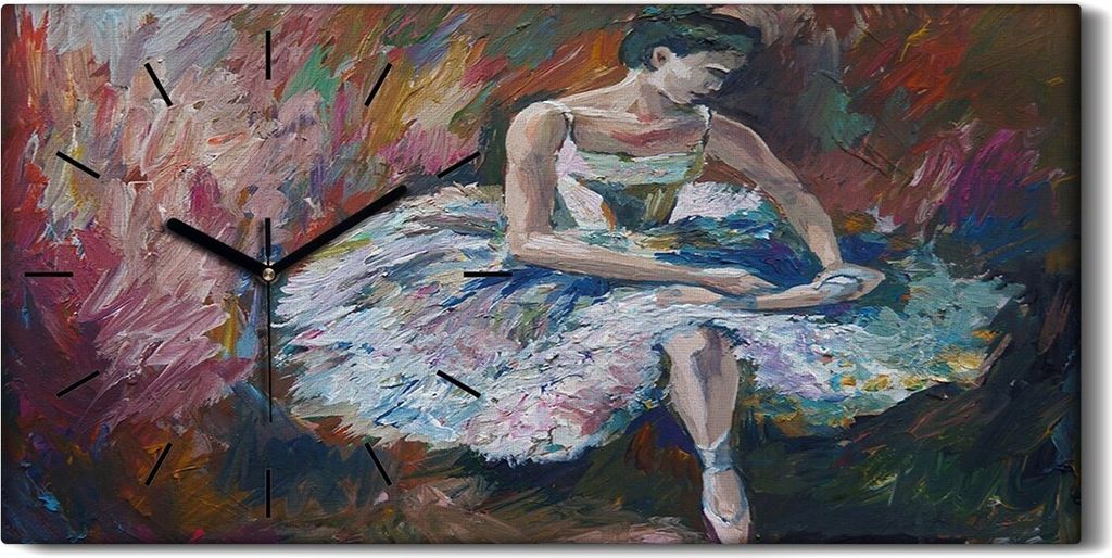 Dekor Leinwand Uhr Wandbilder Geräuschlos 60x30 groß Malerei Frau Ballerina - schwarze Hände