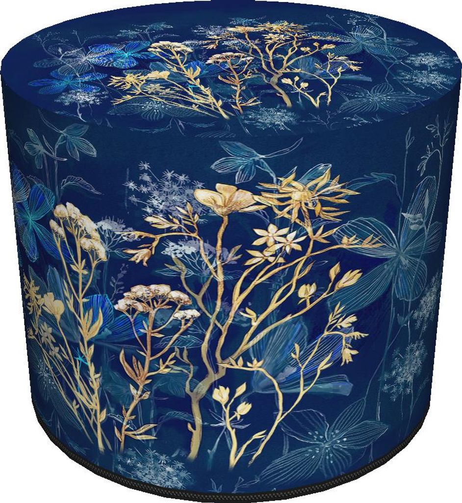 Bertoni Pouf en velours Midnight print- pouf rond Ø40 cm, Image du produit 