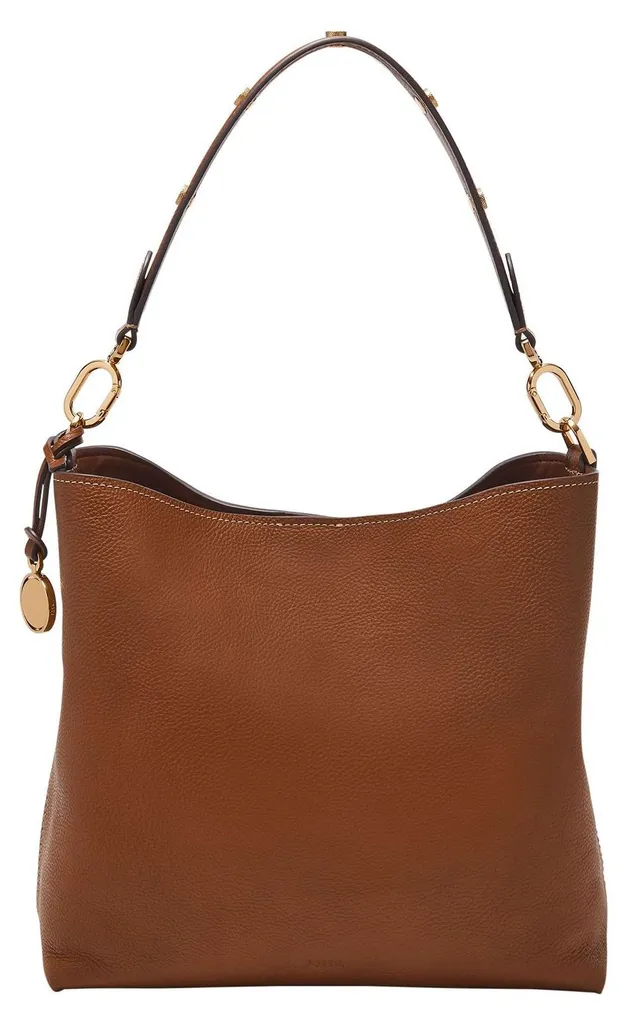 Fossil sac à épaule Jessie Bucket marron en cuir véritable pour femme