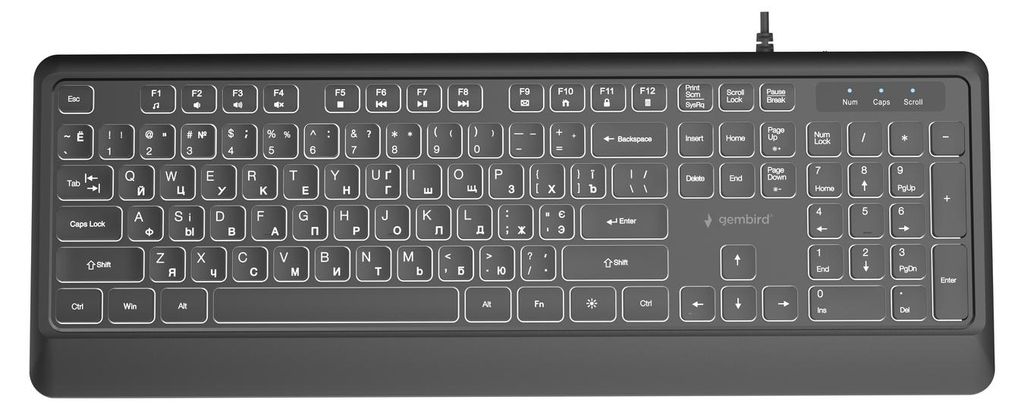 Gembird SLIM WIRED BACKLIGHT KEYBOARD BLACK, RU LA Image du produit 