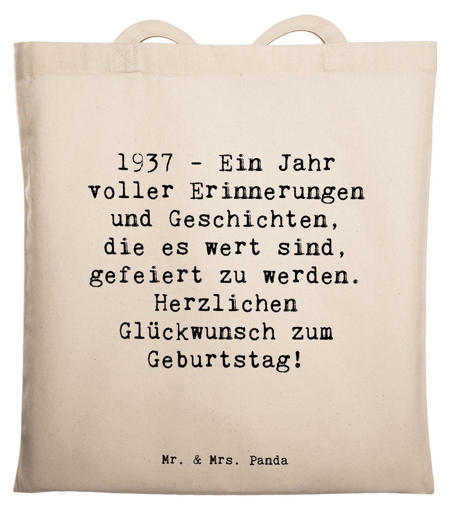 Mr. & Mrs. Panda Tote Bag Spruch 1937 Geburtstag - Weiß - Geschenk, Uni Tasche, Besonderes, Glückwunsch, Alter, Schultasche, Geburtstagsgeschenk,...