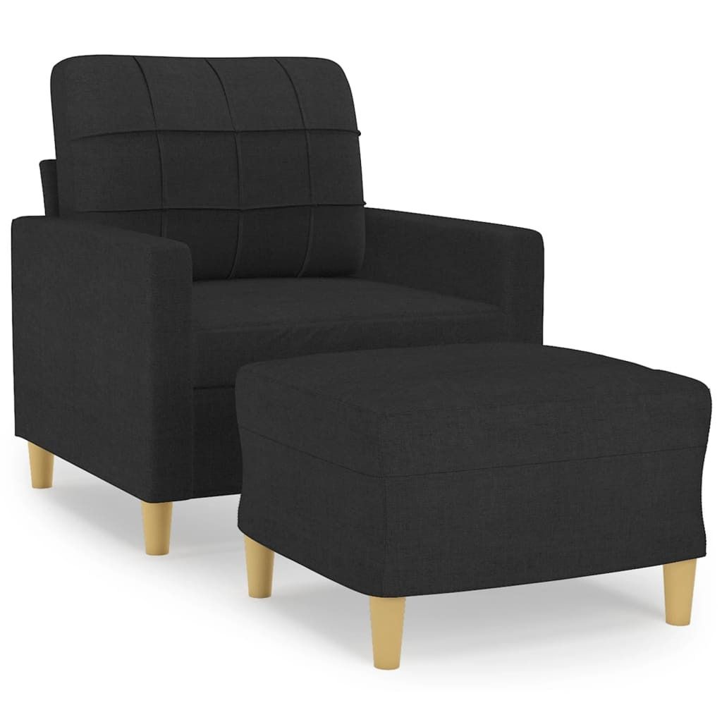 vidaXL Sessel mit Hocker Schwarz 60 cm Stoff