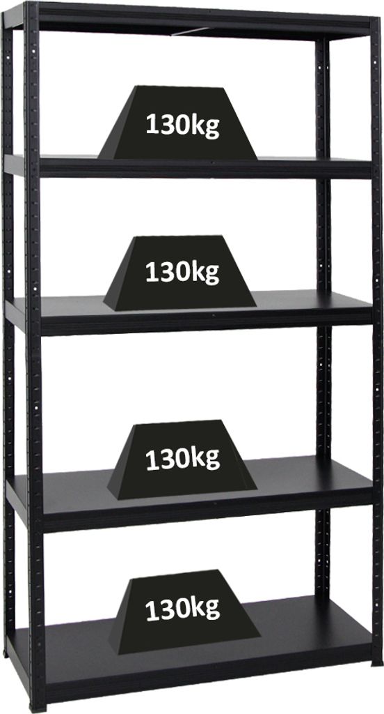 Schwerlastregal Steel Eagle | HxBxT 180x100x40 cm | Fachlast 130kg | Schwarz