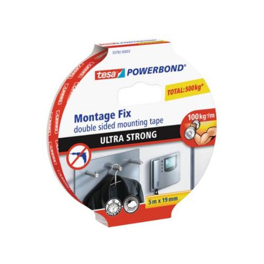 TESA Tape Powerbond Ultra Strong, doppelseitiges Montageband, weiß, 5 m, 19 mm