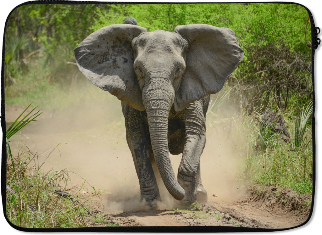 MuchoWow Laptop Hülle 14 ZollLaufender Elefant Laptoptasche - Laptoptasche - Stoßsicher - Schutzhaube