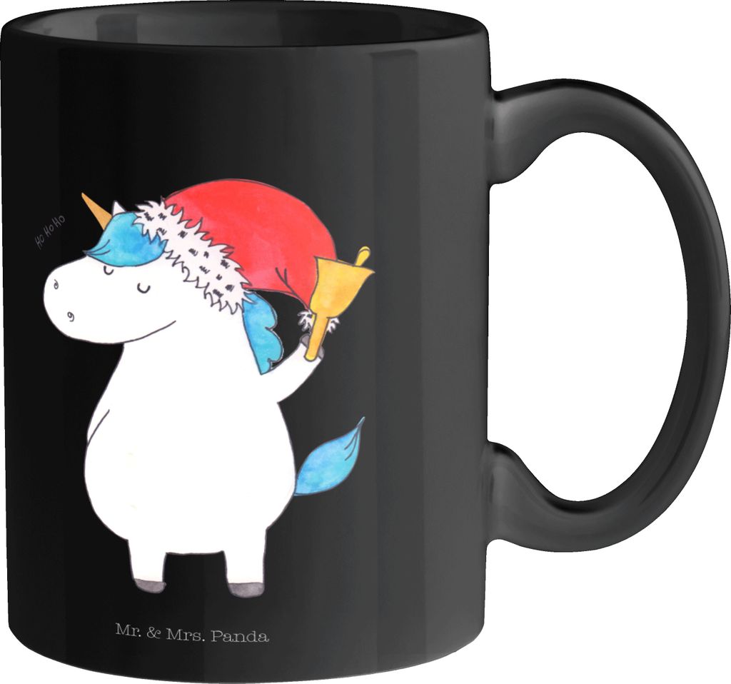 Mr. & Mrs. Panda Pott Einhorn Weihnachtsmann - Schwarz - Geschenk, kaffeetasse bedruckt, Wunschliste, Weihnachten, Becher, Schokolade, Kaffeebecher...