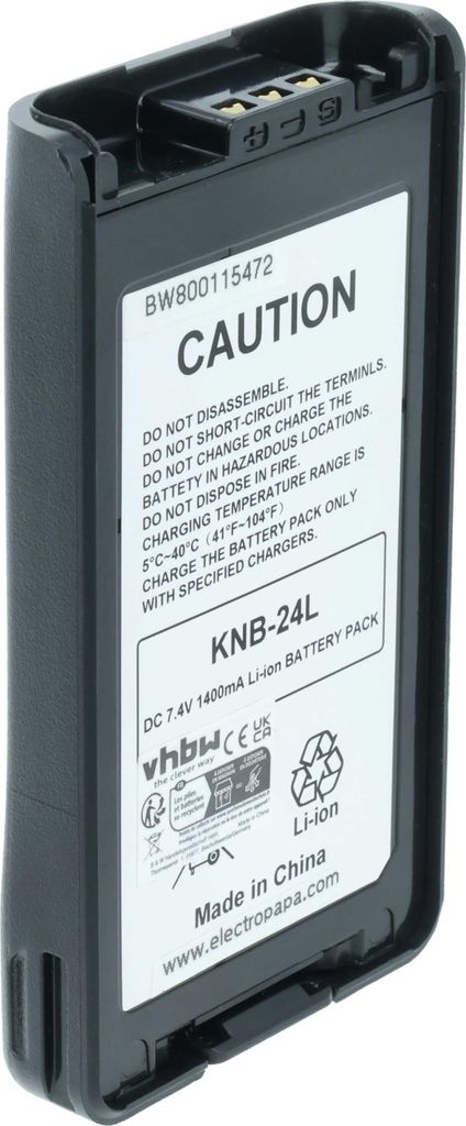 vhbw Akku kompatibel mit Kenwood TK-2160M, TK-2173, TK-2170, TK-2168, TK-2170M, TK-2170E, TK-2170E3 Funkgerät, Walkie Talkie (1400 mAh, 7,4 V, Li-...