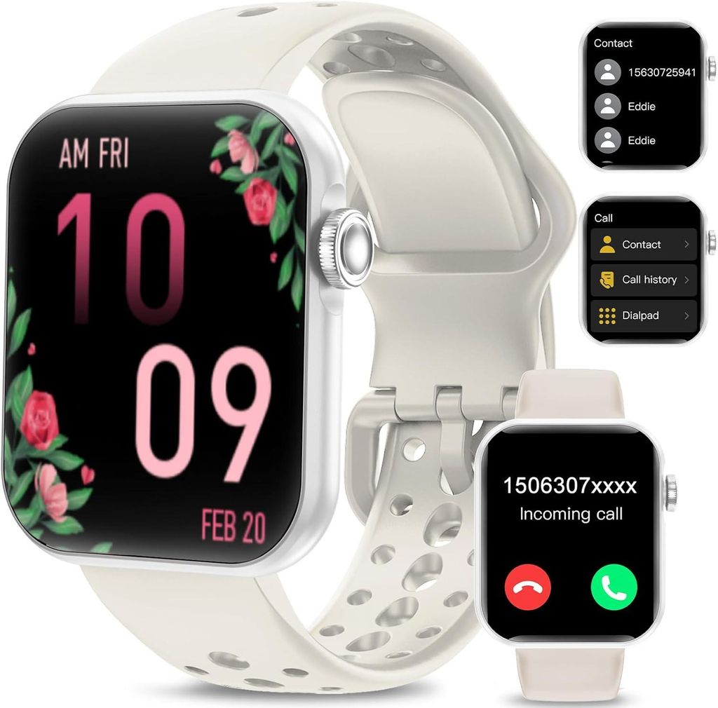 niolina Smartwatch 1.83 Inch für Damen und Herren mit Telefonfunktion Fitness Uhr mit Nachrichten Erinnerung 100 Sportmodi Gesundheitstracking