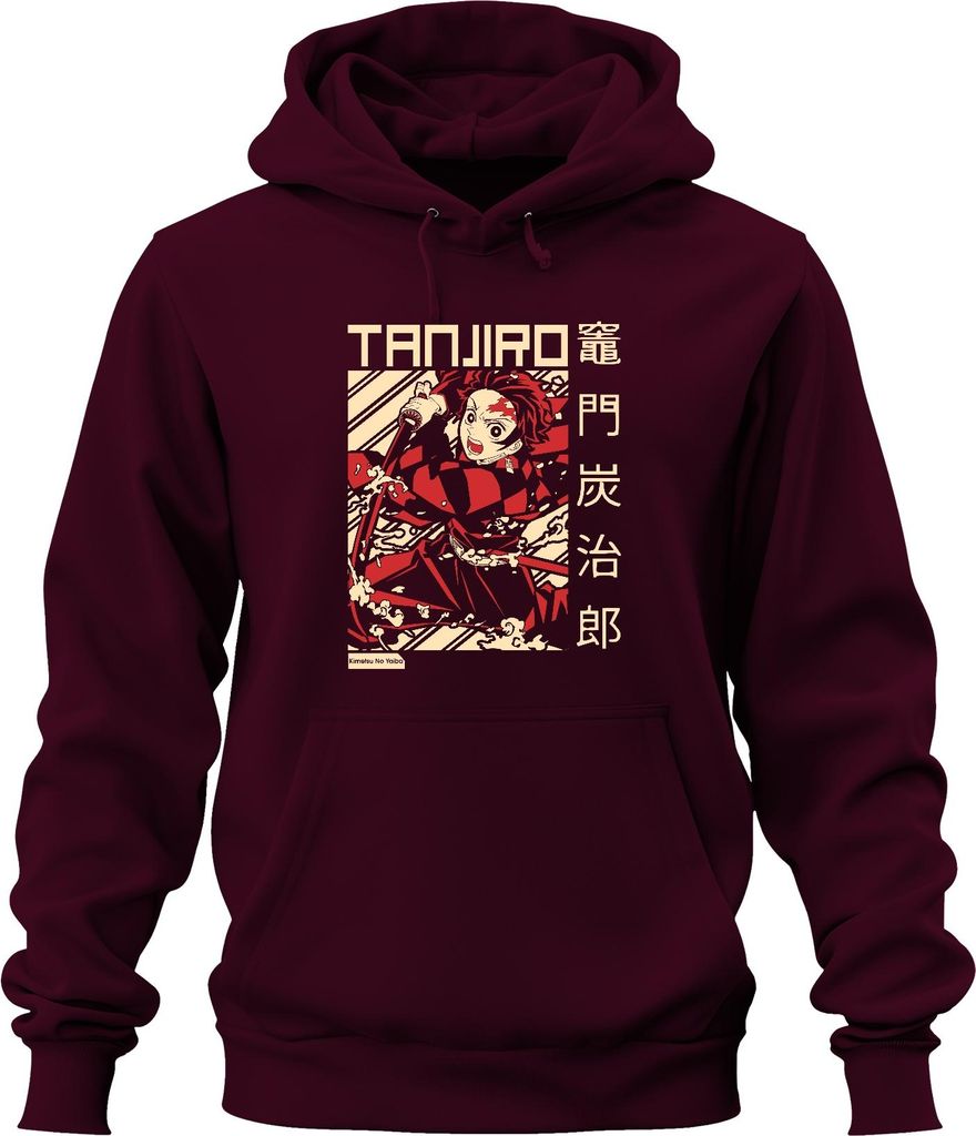 Tanjiro Kimetsu No Yaiba Dämonenjäger Schwert Feuer Geschenk Uni Hoodie Kapuzenpullover, Burgundy, M