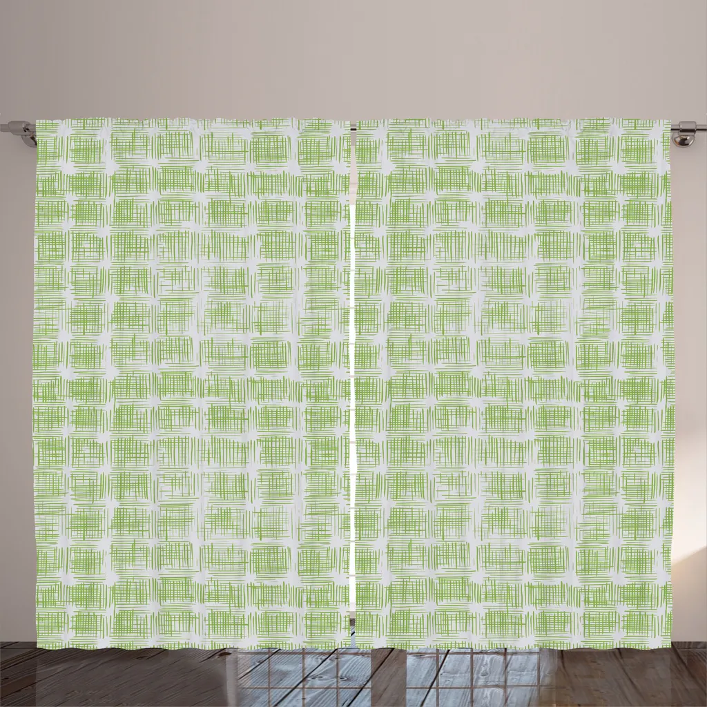 ABAKUHAUS Rideau Rustique Rayé Violet et Vert 280x225 cm avec Crochets