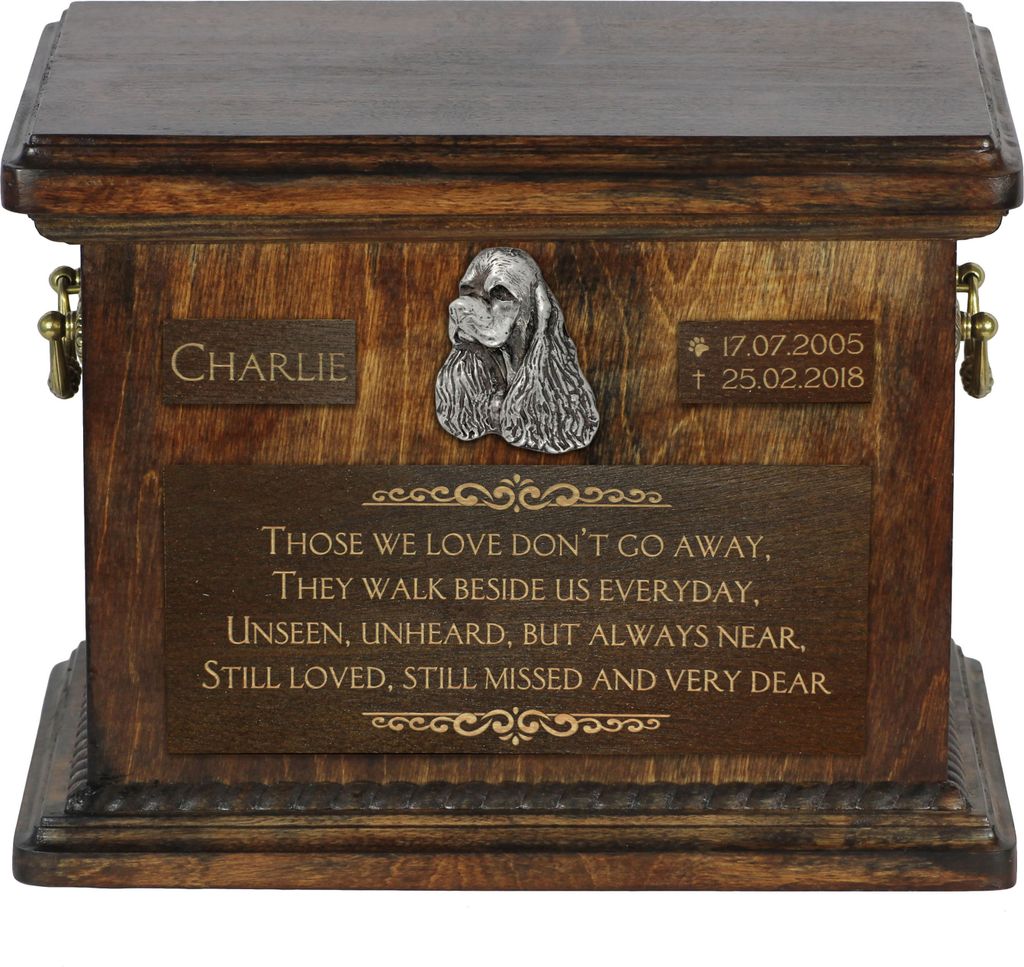 Clumber Spaniel Personalisierte Hundeurne mit Gravur, Erinnerungsbox für Hundeknochen von der Marke Art-Dog