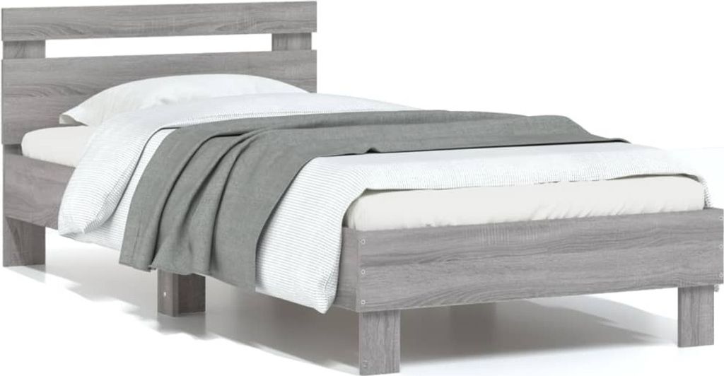 vidaXL Giroletto con testiera grigio Sonoma 90x200 cm Immagine del prodotto 