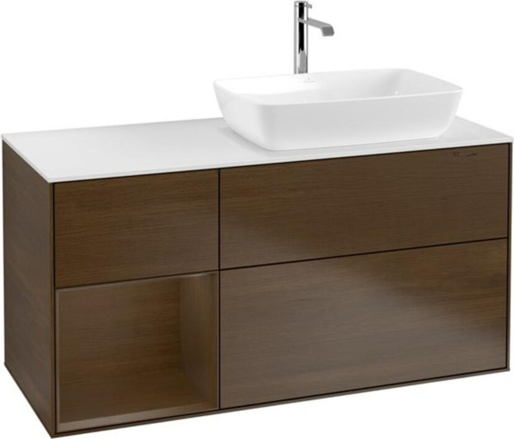 V&B Waschtischunterschrank Finion 120cm, Pl wh. m, Reg wal ven, wal ven