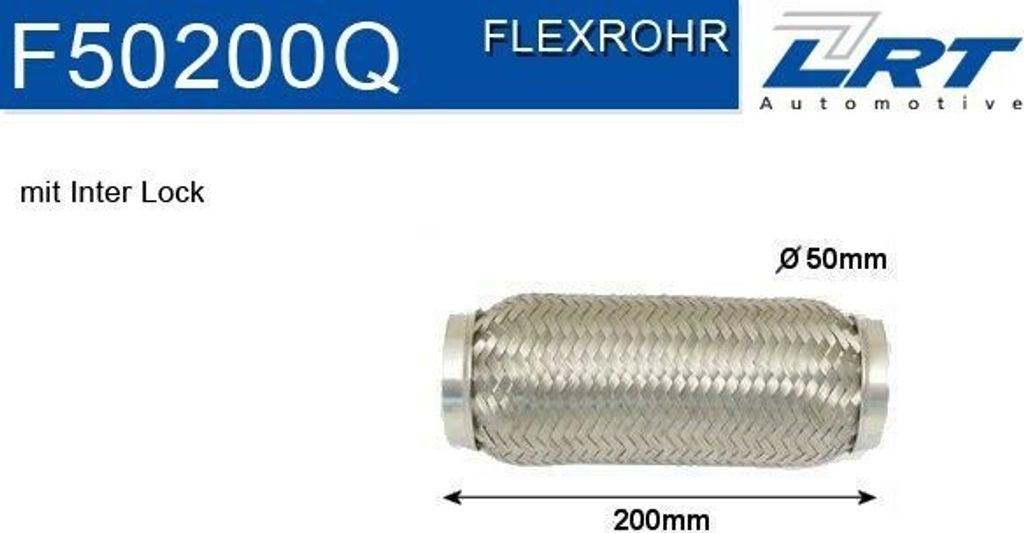 LRT F50200Q Flexrohr Abgasanlage Auspuffrohr für VW Golf V Schrägheck (1K1) TOURAN (1T1, 1T2) GOLF PLUS (5M1, 521) für AUDI A3 Sportback (8PA)