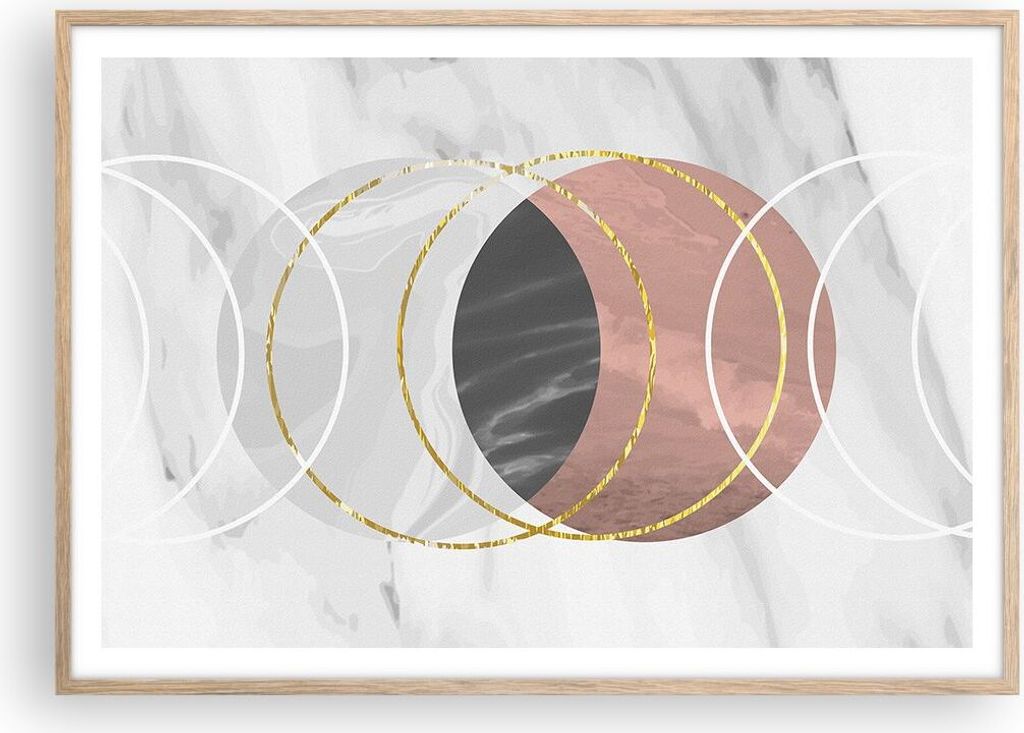 Gerahmtes Poster - Rahmen in heller Eiche - Abstraktion Formen Stück - 100x70 cm - Wand Bild - Wanddeko - Wandbilder - Kunstposter - Wandposter - ...