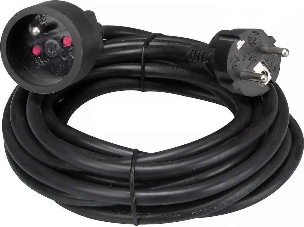 Cavo Prolunga Perel 5m 16A Nero Presa Tipo E Belgio - Offerta