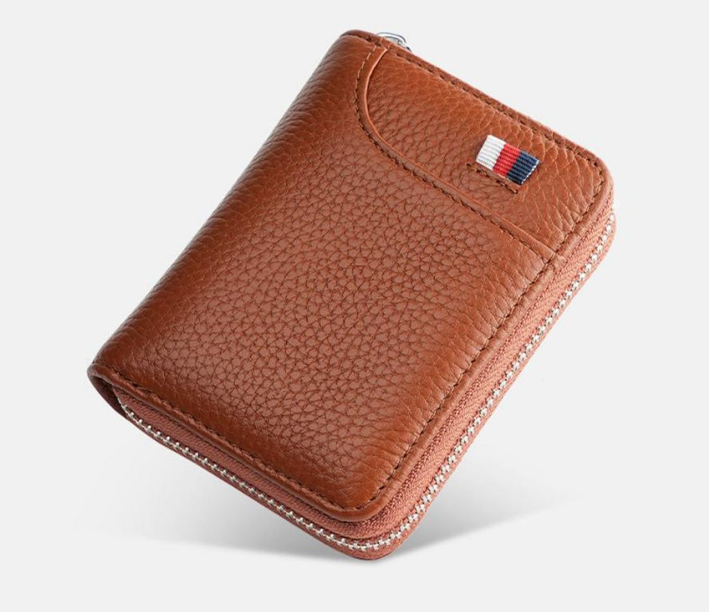 INF RFID-blockierende Brieftasche, Leder-Akkordeon-Kreditkartenetui mit 20 Fächern Braun