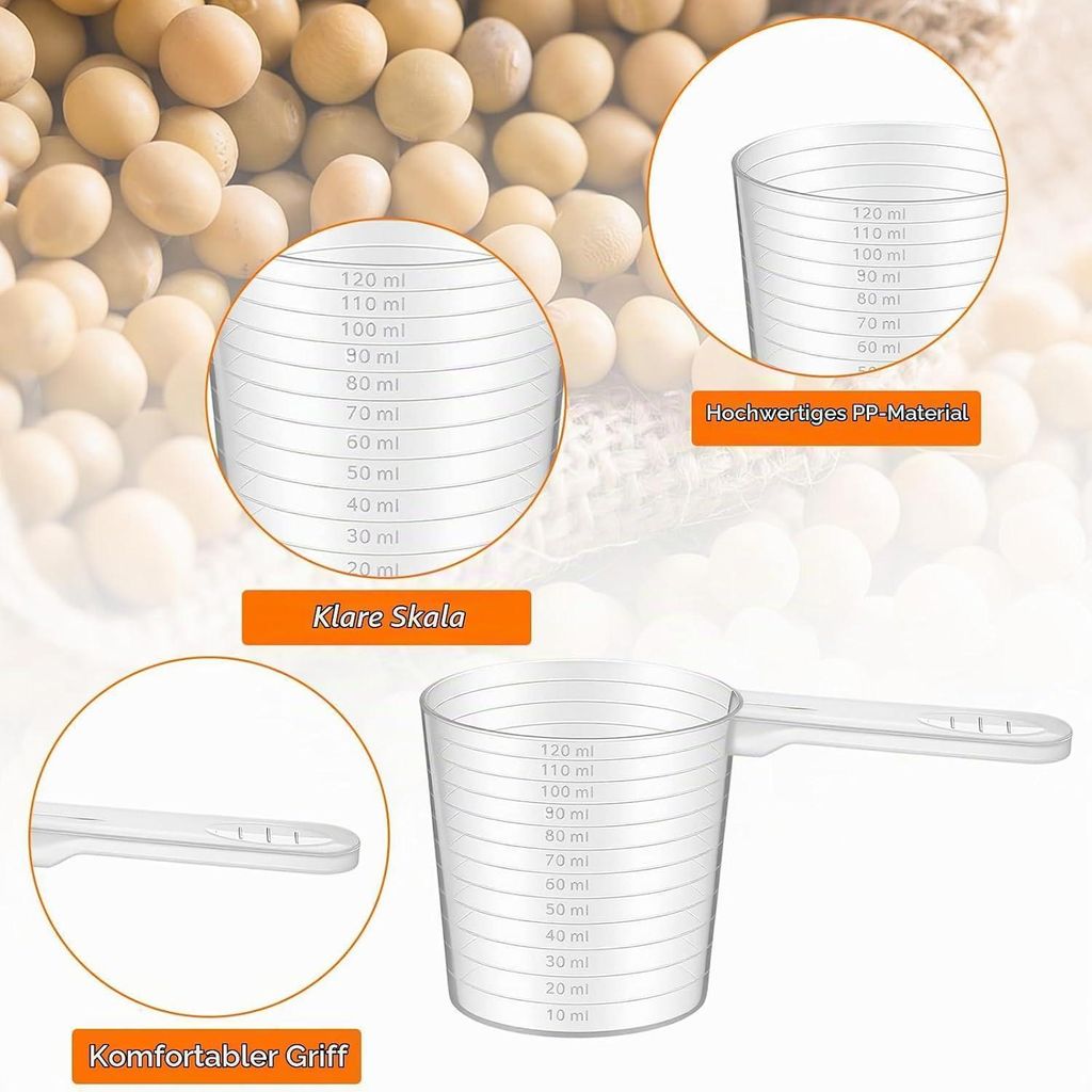 2 Stück Kunststoff Messbecher Set 120ml Transparent mit Skala