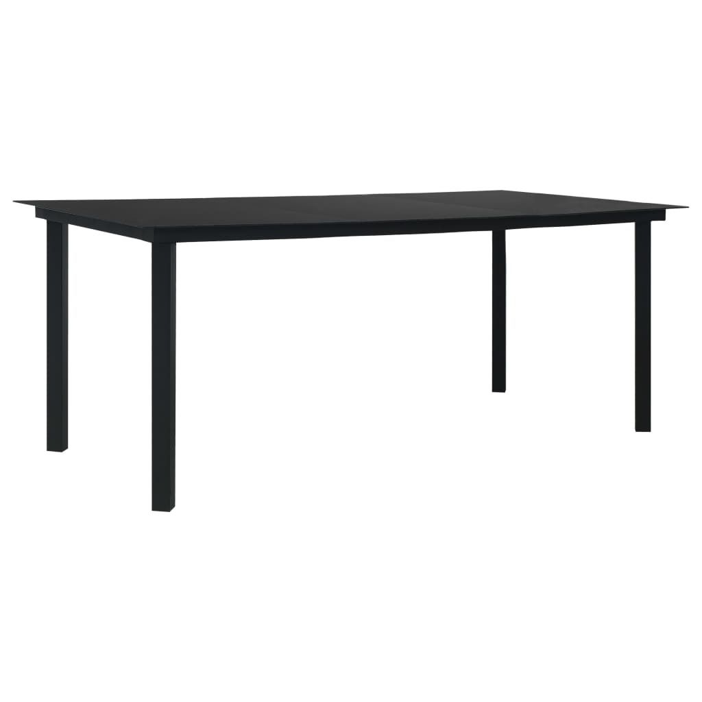 Möbel Garten-Esstisch Schwarz 190x90x74 cm Stahl und Glas - Gartentische 312163