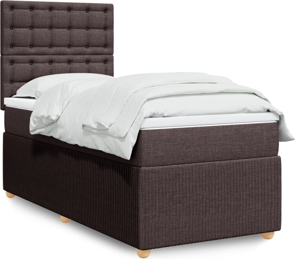 "Rabatt" Boxspringbett mit Matratze - 2 Personen - Strapazierfähiger Stoff - Dunkelbraun 80x200 cm Stoff - Klassische Betten CC11102