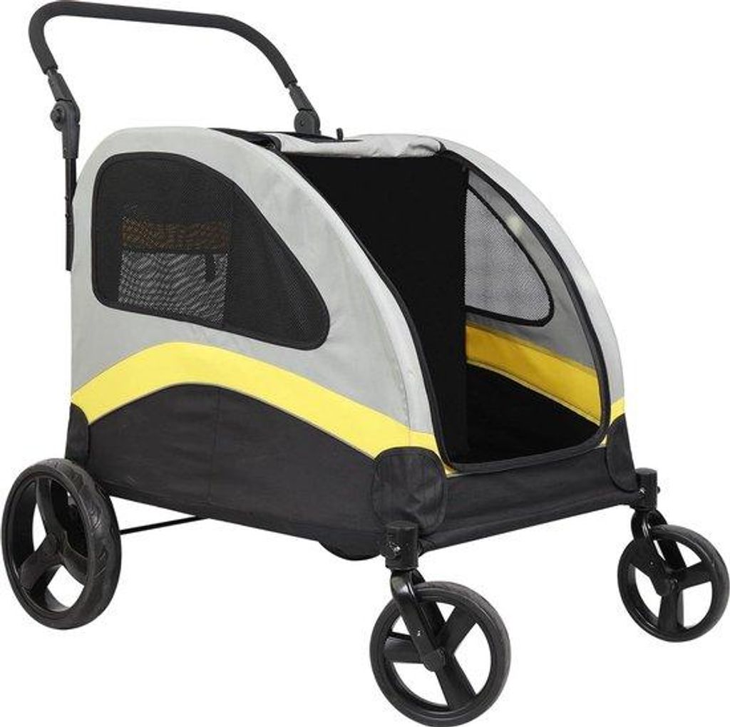 Gebrauchsfähige 2-in-1 Hundewagen mit Trennwand - falten Sie ihn zusammen - bis zu 42 kg - ideal für kleine und mittelgroße Hunde - Transportwagen