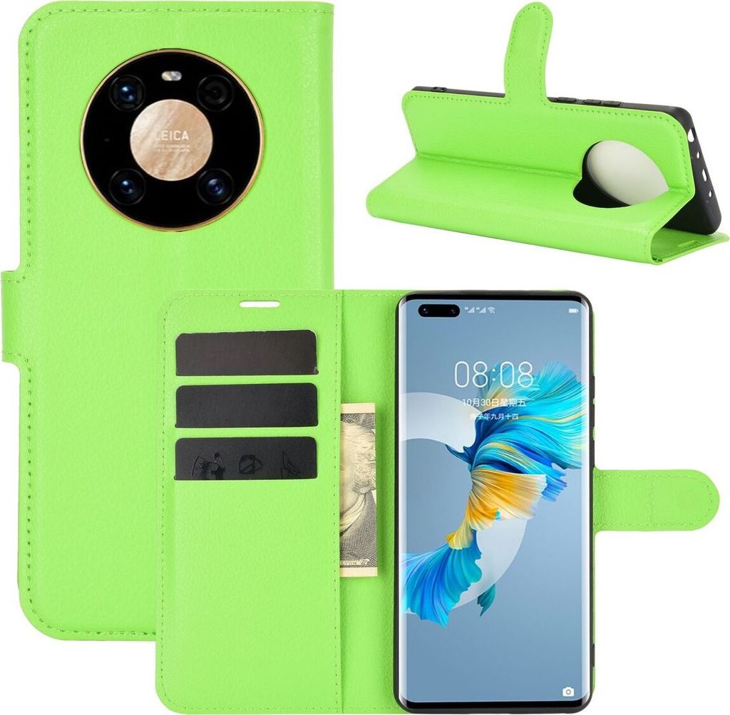 Schutzhülle für Huawei Mate 40 Pro Case Handy Hülle Cover Case Schutztasche Wallet, Farbe:Grün