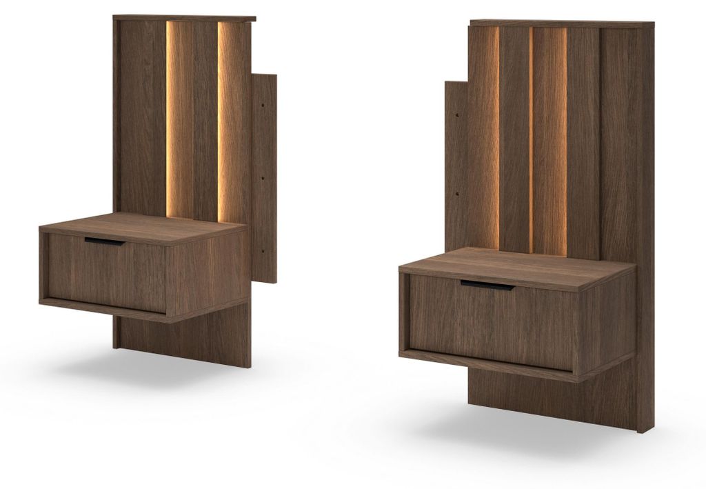 Masseno Nachttisch DAVANTI Nachtschrank Beistelltisch für Schlafzimmer 50,4 x 102 x 39,6 cm Eichefarben