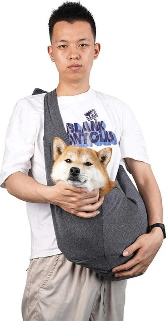 INF Borsa Tracolla Cane Piccola Taglia Grigio Scuro Reversibile Mani Libere