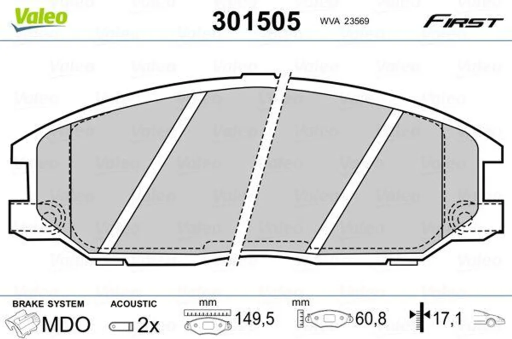 Jeu de plaquettes de frein à disque pour Hyundai et Kia Opirus Valeo