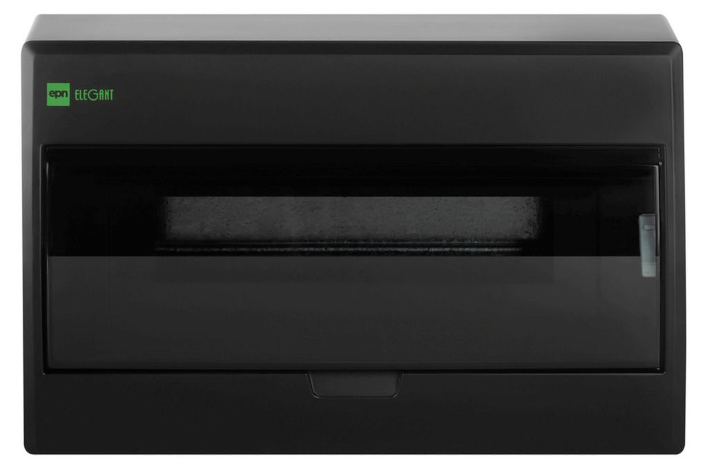 Aufputz und Unterputz / Sicherungskasten / Verteilerkasten / IP 40 / 1-Reihig für 12 Module / mit PE-/N-Klemmen / modernes schwarz