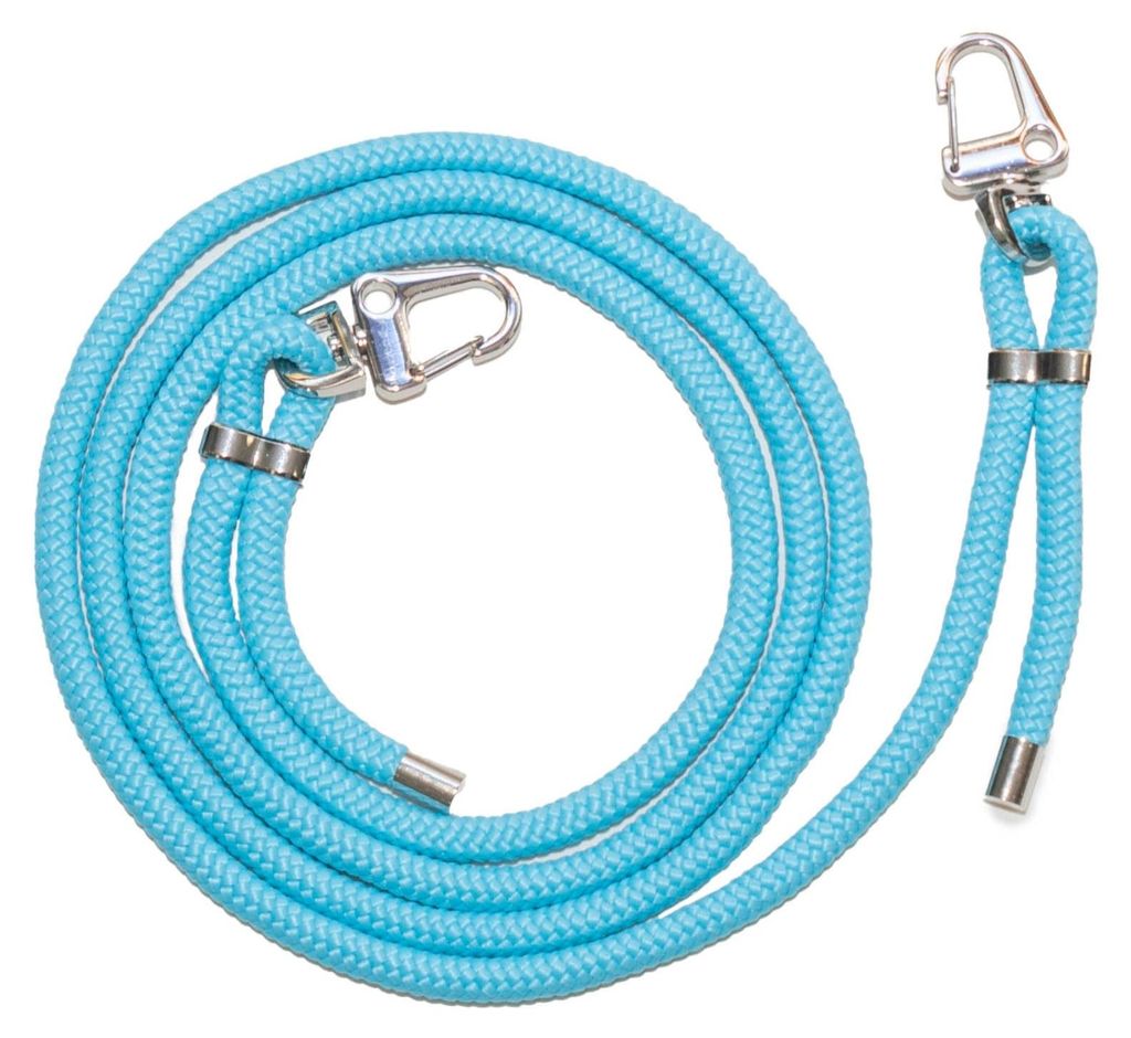 Handyhülle mit Kordel für Smartphones, Blau, 78 cm Kabellänge, verstellbare Silberclips