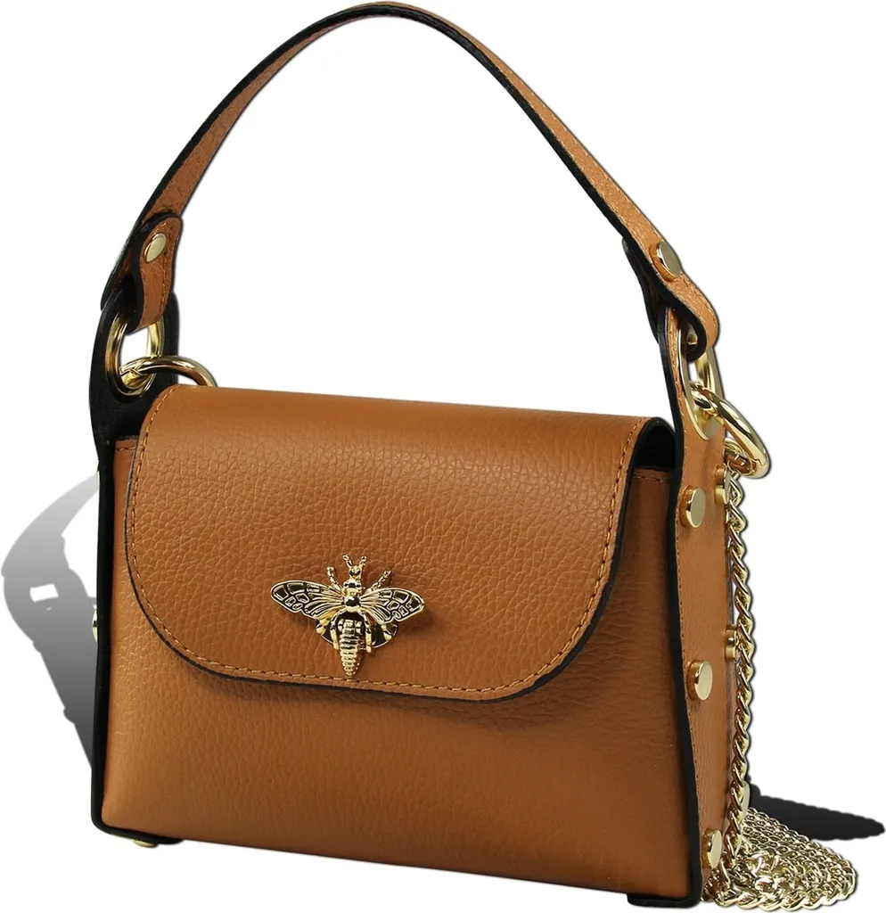 Petit sac bandoulière en cuir tan marron clair Toscanto pour femme chic