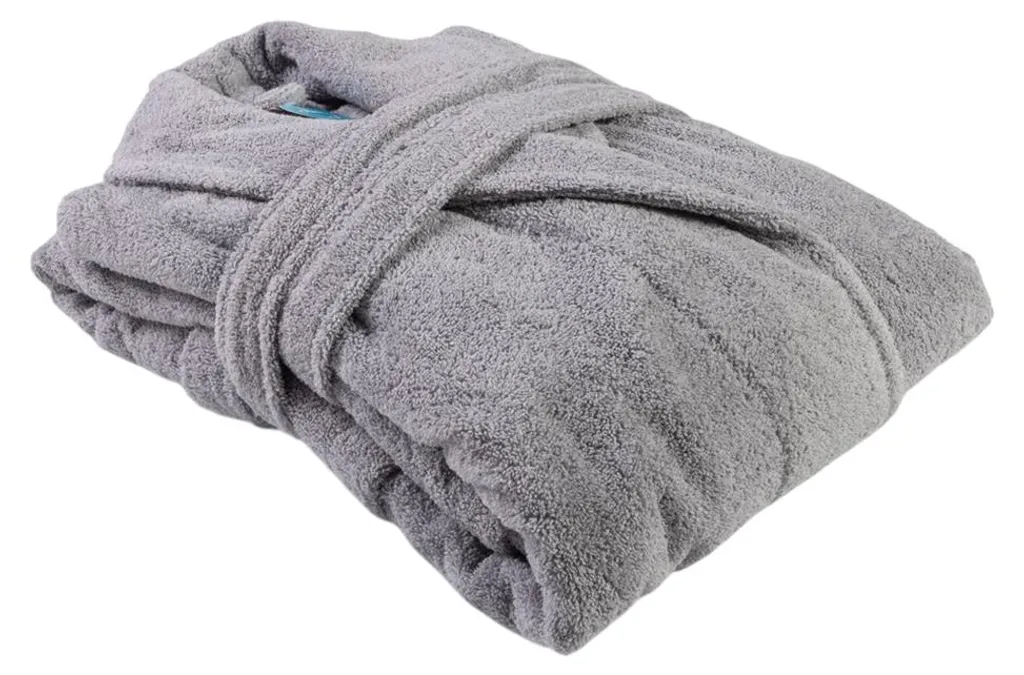 Peignoir femme grande taille 3XL confortable gris clair col châle