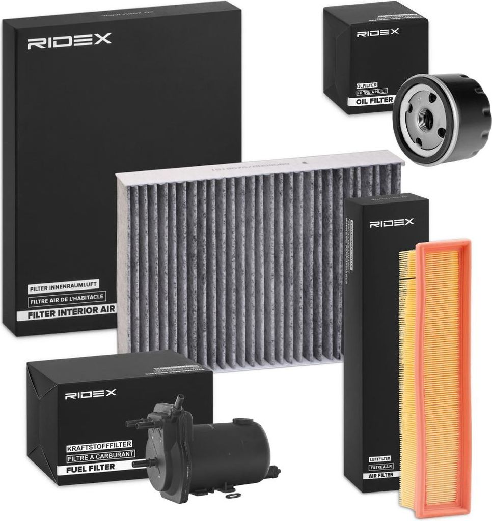 RIDEX Filterset Inspektionspaket Filtersatz für RENAULT CLIO II (BB0/1/2, CB0/1/2) KANGOO (KC0/1) KANGOO Express (FC0/1) CLIO II Kasten (SB0/1/2)