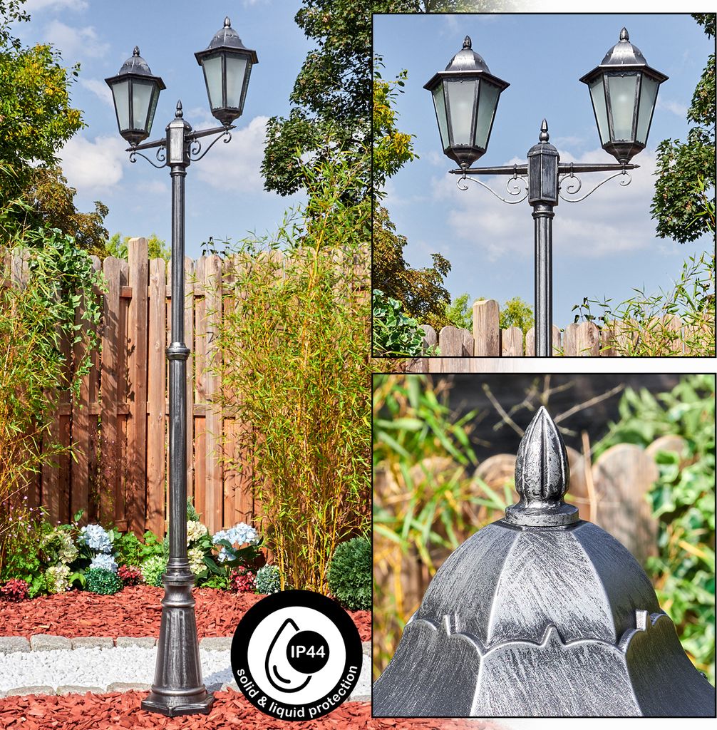 Ganna Außenwegeleuchte verstellbar aus Metall/Glas in Schwarz/Silber/Weiß