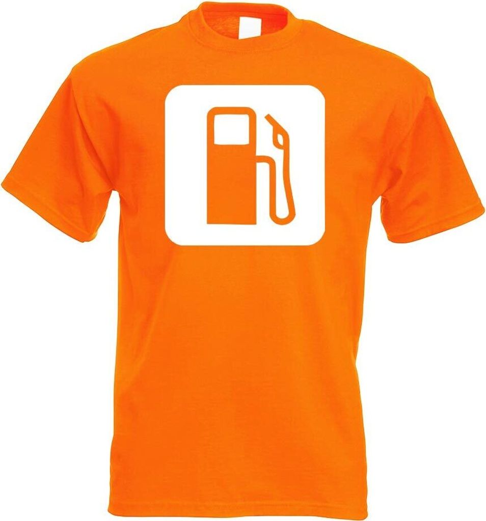 Kiwistar - T-Shirt - orange - Tankstelle Zapfsäule Piktogramme Herren Funshirt Bedruckt Design Sprüche Spruch Motive - mit Motiv Bedruckt - Funsh...