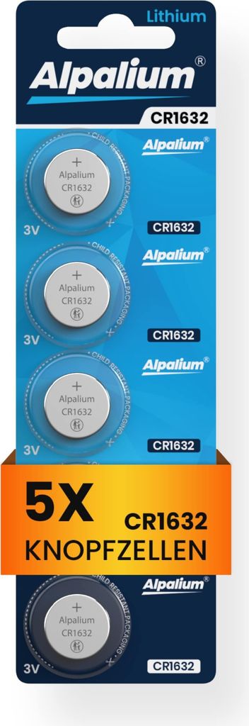 CR1632 Knopfzelle Batterie 5 Stück Alpalium Lithium Produktbild 1