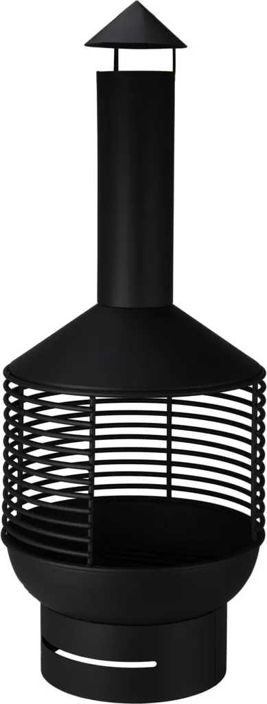 Cheminée de jardin avec foyer, 41x41x105cm, Acier Noir - Chauffage Extérieur