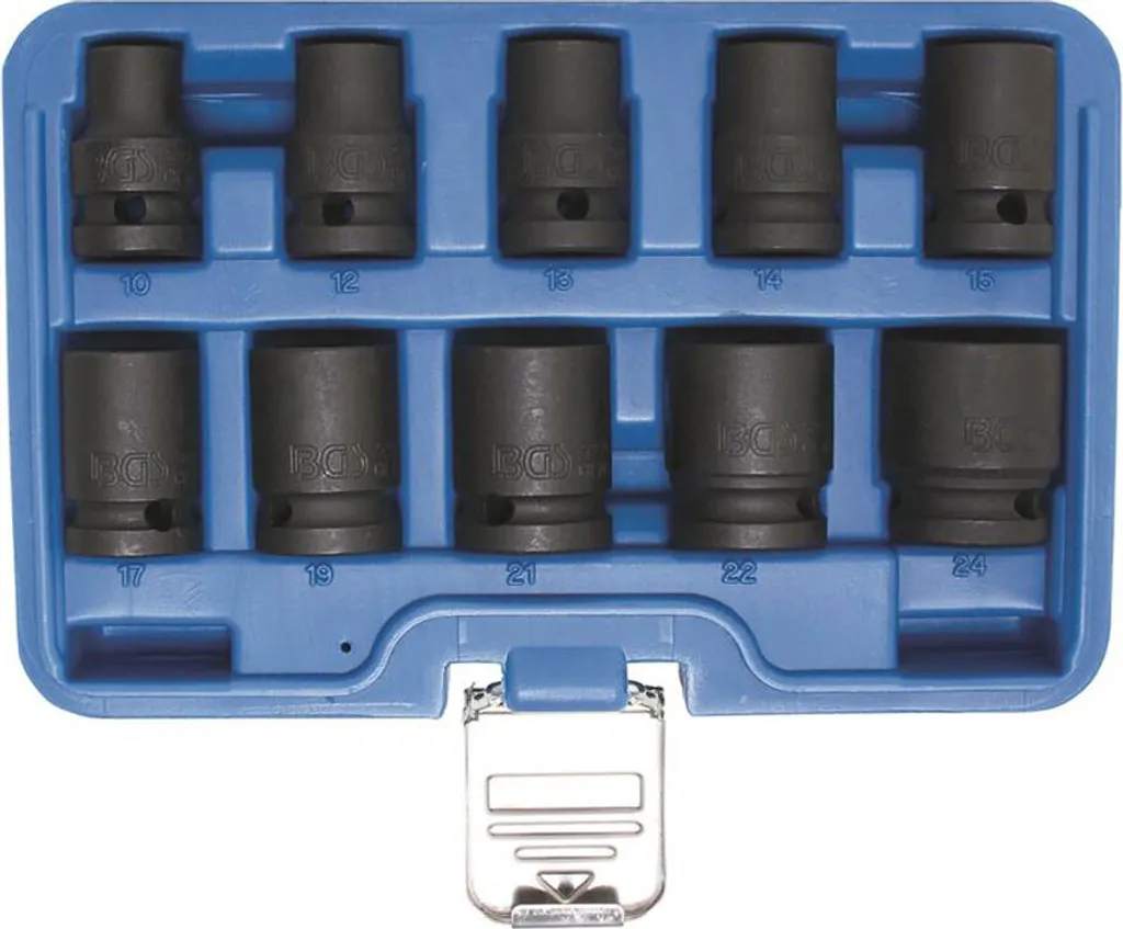 Coffret de Douilles à Choc 1/2 Pouce 10 Pièces pour Clé Pneumatique BGS