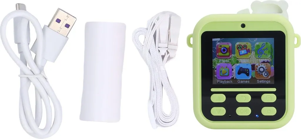 Appareil photo instantané HD antichoc panda vert pour enfants créatifs