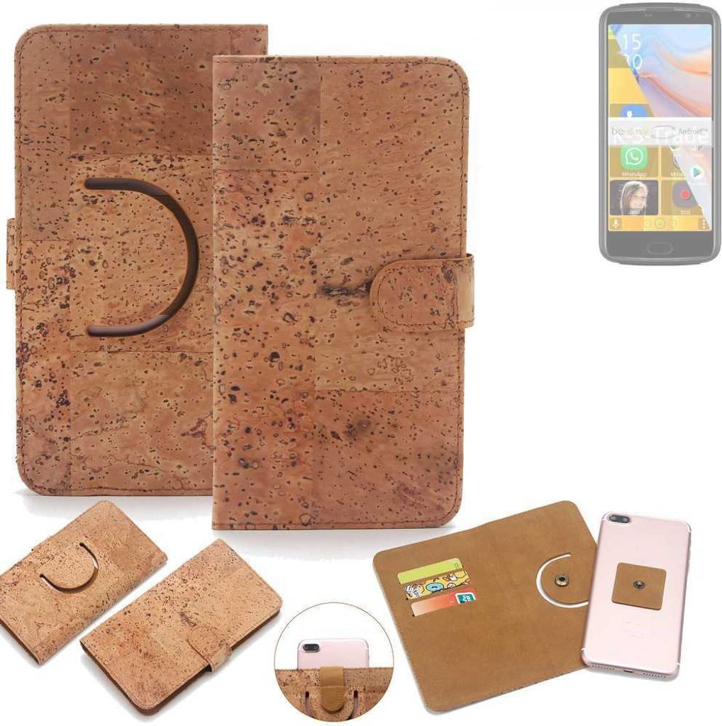 K-S-Trade Handy-Hülle Schutz-Hülle kompatibel mit Bea-fon M7 Lite Handyhülle Schutzhülle Korkhülle Kork-Hülle 1x