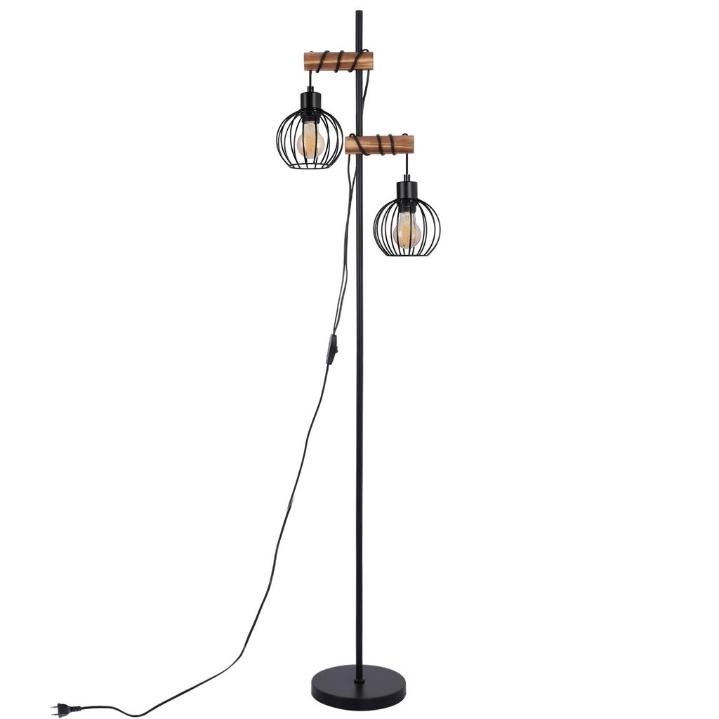 ZMH Stehleuchte Wohnzimmer Stehlampe Schwarz Holz Produktbild 