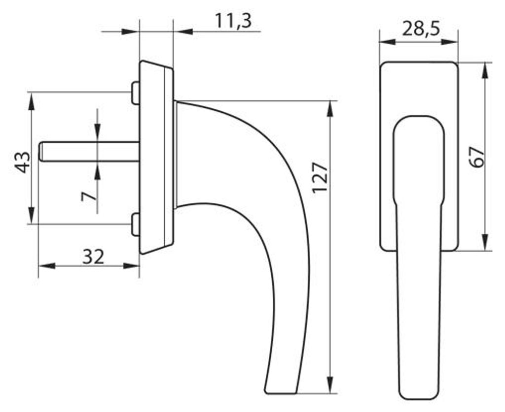 Klamka okienna 13470 Fenstergriff weiß 8-fach rastend L-32mm